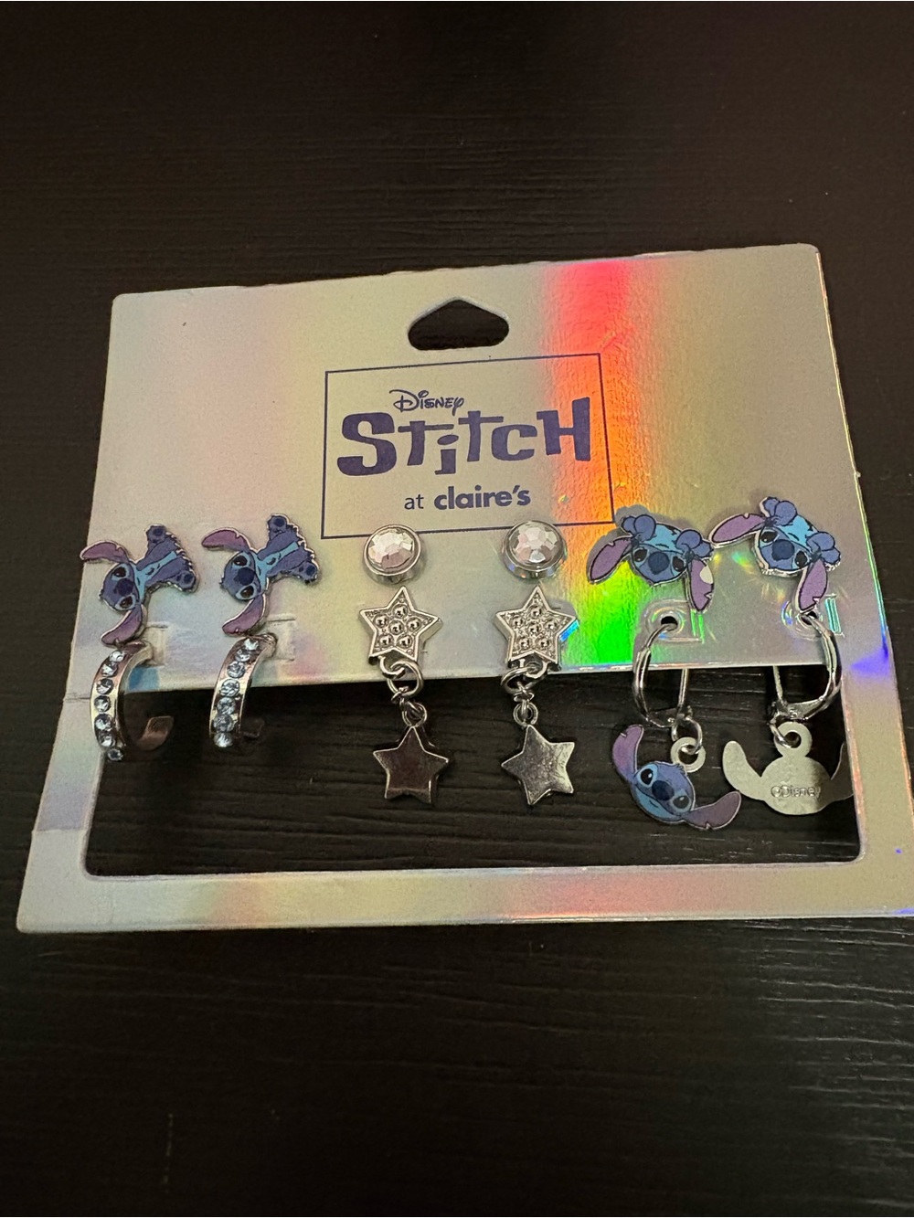 Disney Stitch at Claire’s Earring set 6 pack silver toned. New.
